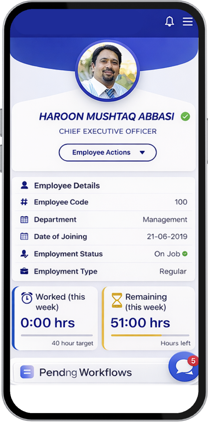 TJ ERP Profile Screen